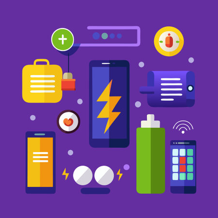 Energy Level Indicator Illustrating Phone Battery Charging Status with Current Load Levelのイラスト素材
