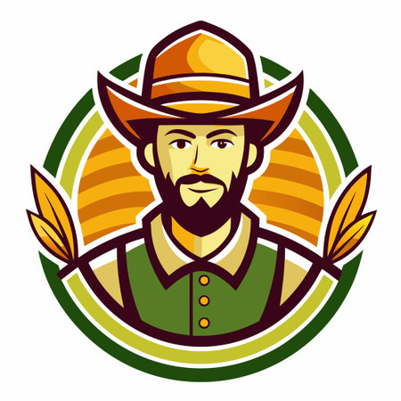 Vector Illustration of a Farmer's Logo Design with Three Different Conceptsのイラスト素材