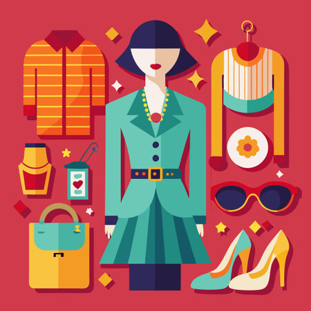 Sophisticated and Stylish Fashion Icons Set for Modern Style Inspirationのイラスト素材