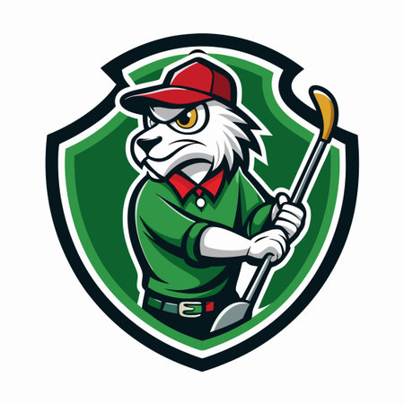 Vintage-Style Golf Mascot Vector Graphic Illustration with Retro Elementsのイラスト素材