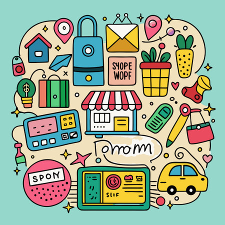 Playful Doodle Color Set: Hand-Drawn Cartoon Extravaganzaのイラスト素材