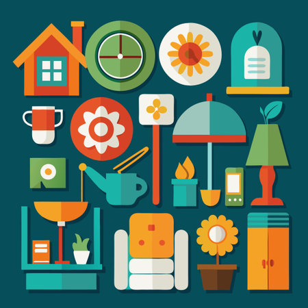 Comprehensive Home Interior Icon Set for Interior Designers and Decoratorsのイラスト素材