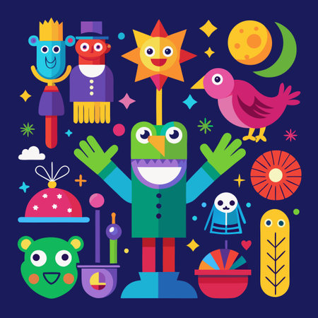 Vibrant and Playful Hand Puppets for Colorful and Engaging Performancesのイラスト素材
