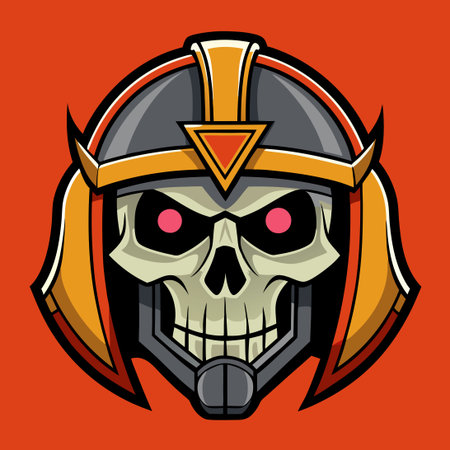 Intriguing Illustration of a Skull Adorned with a Helmet and Intricate Designsのイラスト素材