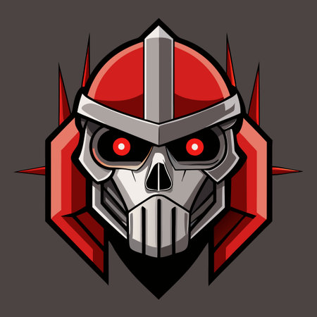 Intricate Skull Illustration with a Helmet Design and Shadingのイラスト素材