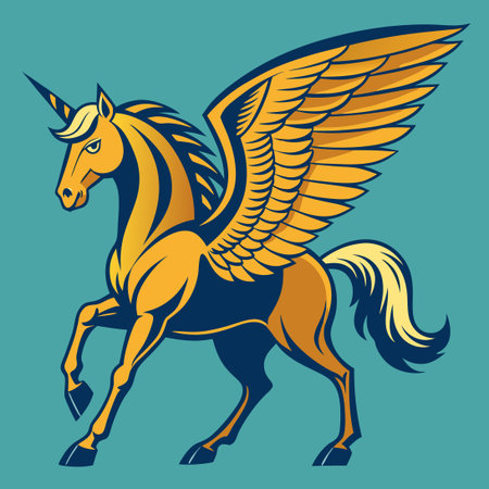 Vintage Winged Pegasus Horse Logo Vector Graphicのイラスト素材