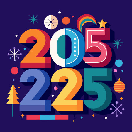 Festive New Year's Eve Celebration in 2025 with Fireworksのイラスト素材