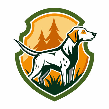 Silhouette of a Hunting Dog in Vector Illustrationのイラスト素材