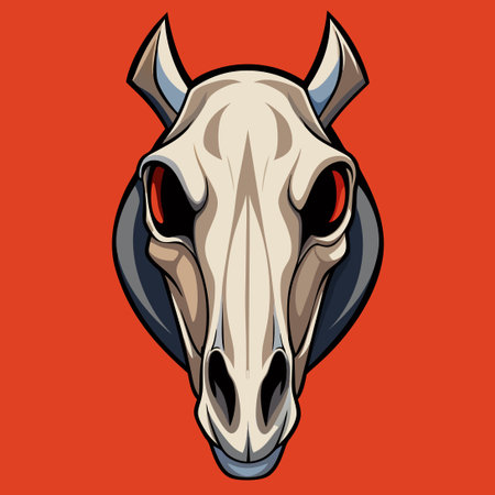 Detailed and Realistic Vector Illustration of an Equine Skullのイラスト素材