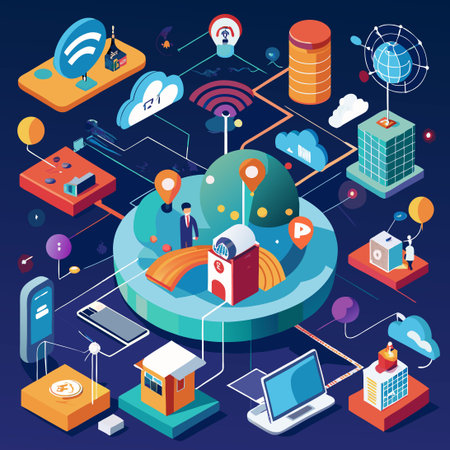 Depiction of the Interconnected World through the Internet of Things (IoT)のイラスト素材
