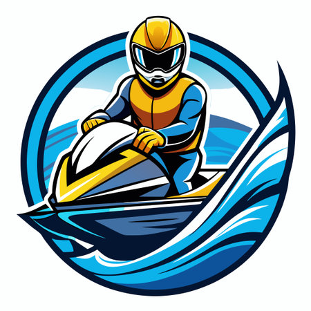 Vector Illustration of a Jet Ski Water Sports Graphicのイラスト素材