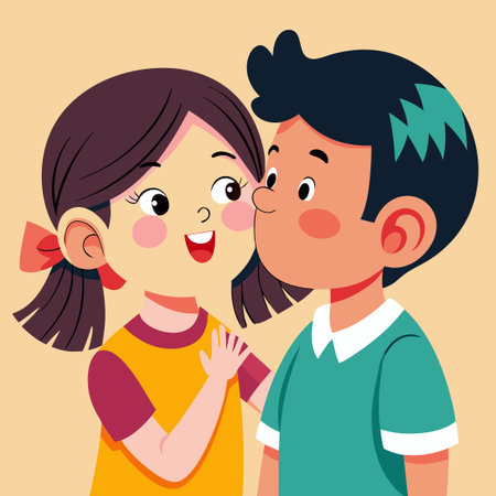 Youngsters Secretly Whispering in Shared Confidenceのイラスト素材