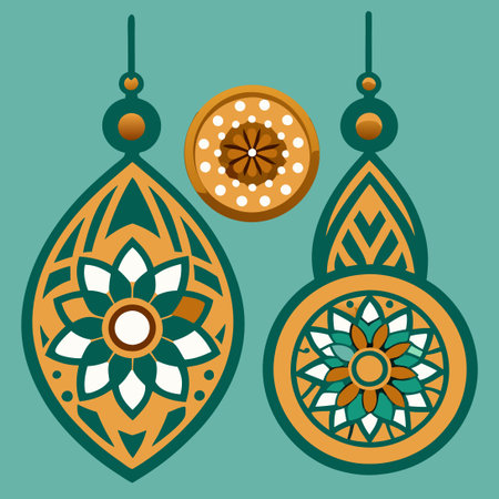 Intricate Laser Cut Earrings: Boho-Style Jewelry Charms for Unique Adornmentのイラスト素材