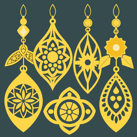 Intricate Laser Cut Earrings Collection for Fine Jewelry or Bijouterieのイラスト素材