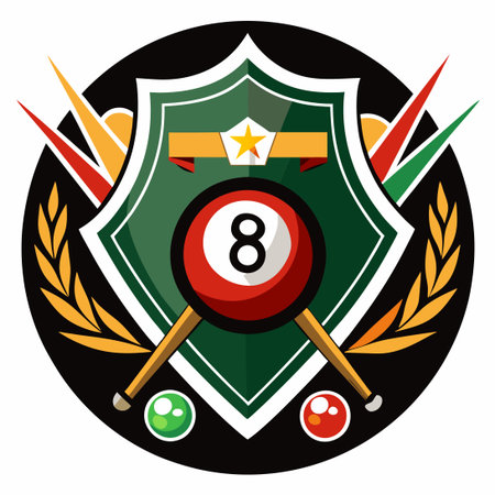 Stylish Billiard Vector Template for a Striking Logo Designのイラスト素材