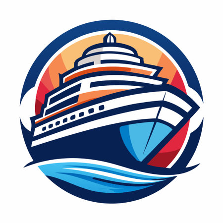 Majestic Cruise Ship Sailing on Tranquil Waters for an Unforgettable Getawayのイラスト素材