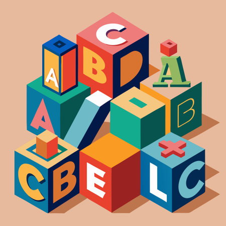 Hands-on Learning: Colorful Alphabet Blocks for Preschoolersのイラスト素材