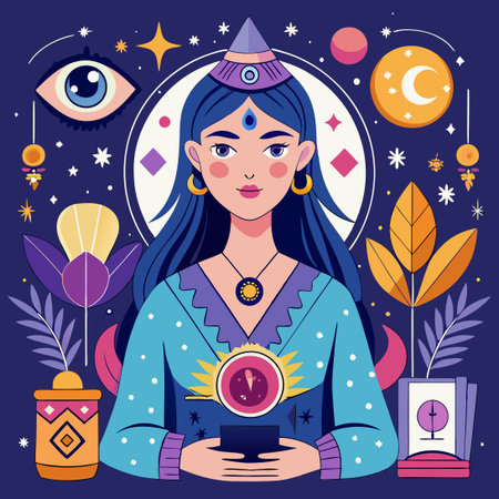 Enchanting Magical Tarot Cards for Occult Practices and Divinationのイラスト素材