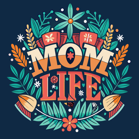 Mom Life: A Mother's Day Card with Heartfelt T-Shirt Letteringのイラスト素材