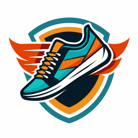 Vector Illustration of a Logo Running Shoe in Motion, Number 4のイラスト素材