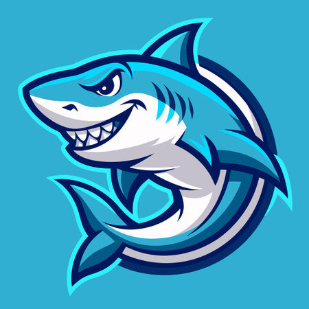 Vector Illustration of a Fierce Shark Logo with Sharp Teethのイラスト素材