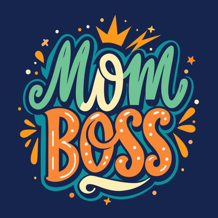 Handmade T-shirt Design Featuring Inspiring "Mom Boss" Letteringのイラスト素材