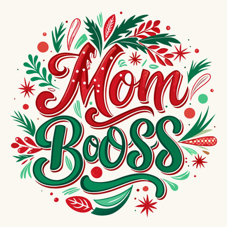 Festive Ink Illustration: Mom Boss, Ready for the Holidays!のイラスト素材