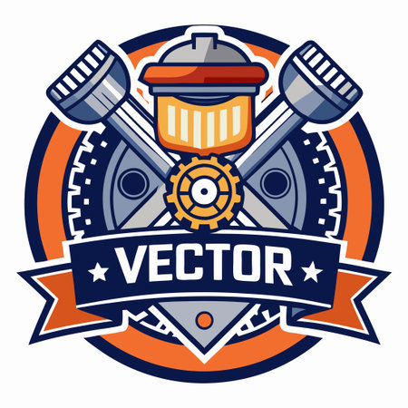 Illustrative Vector Logo for a Mechanic Motor Shop with Detailed Imageryのイラスト素材