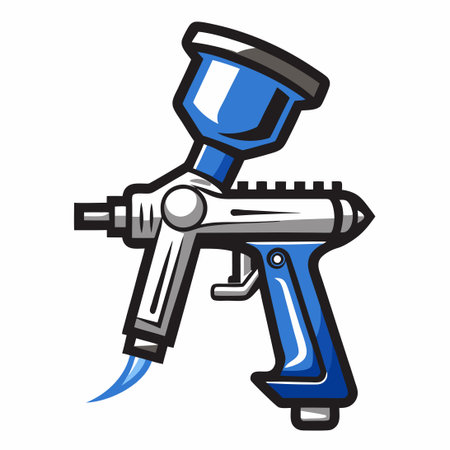 Vector Illustration of a Black Paint Spray Gun on a White Backgroundのイラスト素材