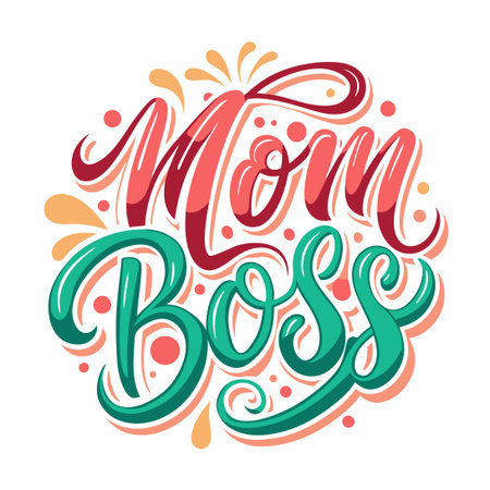Inspirational Mom Boss Lettering Quote on Crisp White Backgroundのイラスト素材