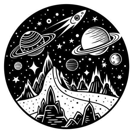 Enchanting Celestial Doodles Adorned with Constellations and Planetsのイラスト素材