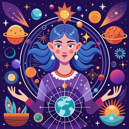 Mystical Elements in an Enchanted Space Odyssey to Distant Planetsのイラスト素材