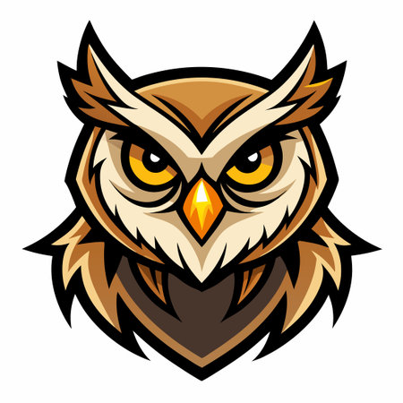 Detailed and Intricate Vector Illustration of an Owl Logo with Precise Linesのイラスト素材