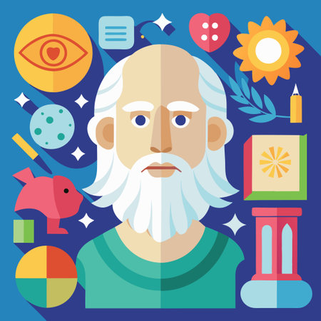 Seven Iconic Philosophers in Simplified Icon Styleのイラスト素材