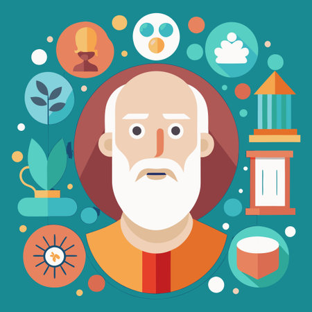 Philosophers' Icons of Ancient Thought in Monochrome Set of Fourのイラスト素材