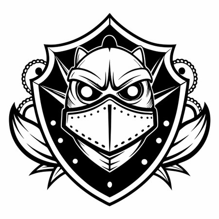 ** Monochrome Doodle Illustrations of Protective Face Masks**のイラスト素材