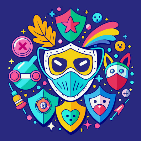 Vibrant and Colorful Protection Masks for Vector Graphics Designのイラスト素材