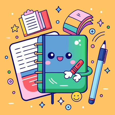 Cartoonish Colorfully Illustrated Planner and Journal Doodleのイラスト素材