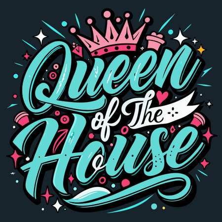 Typography Design of Queen of the House Quote for T-Shirt Printingのイラスト素材