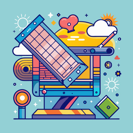 Illustrative Depiction of the Screen Printing Process Using Vector Graphicsのイラスト素材