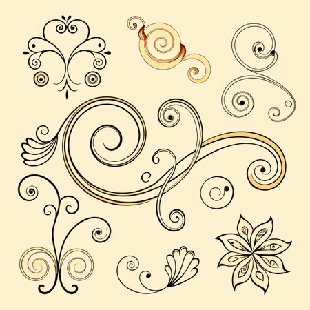 Intricate Swirl Filigree Adornment with Ornate Strokesのイラスト素材