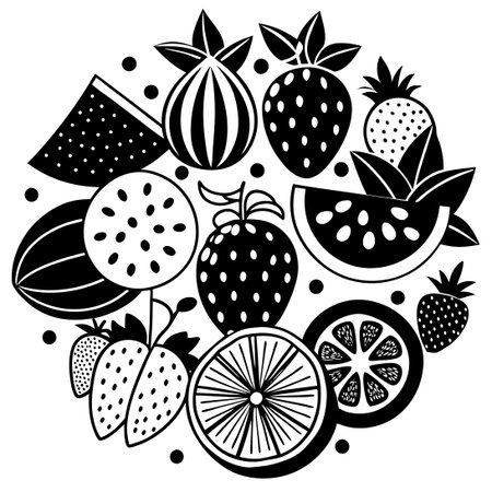 Vibrant Summer Fruits: A Collection of Colorful Vector Graphicsのイラスト素材