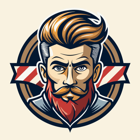 Nostalgic Barbershop Haircuts Embodied in a Vintage Vector Logoのイラスト素材