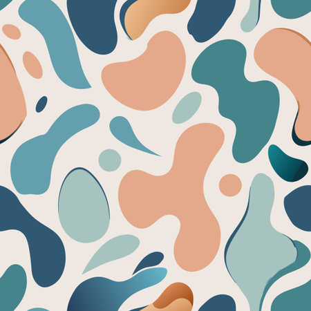 Abstract Background with Free-Form Organic Flowing Shapes in Vibrant Huesのイラスト素材