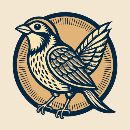 Vintage Vector Graphic Illustration of a Hand-Drawn Bird Logoのイラスト素材