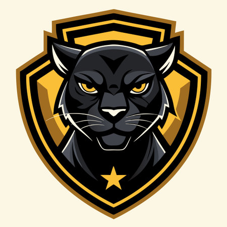 Vintage Black Panther Emblem Badge Logo with Intricate Detailsのイラスト素材