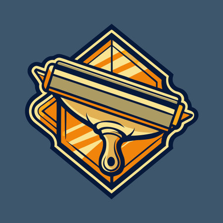 Vintage Silk Screen Printing Squeegee Logo Design, Featuring Intricate Detail and Classic Appealのイラスト素材