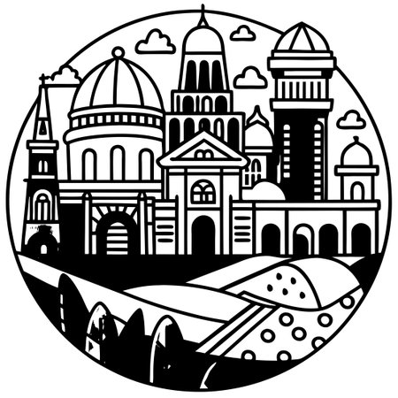 Colorful Architectural Wonders: World-Famous Buildings and Destinationsのイラスト素材