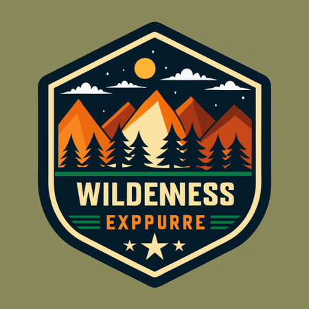 Vintage Wilderness Explorer Adventure Camping Badge with Eagle Designのイラスト素材