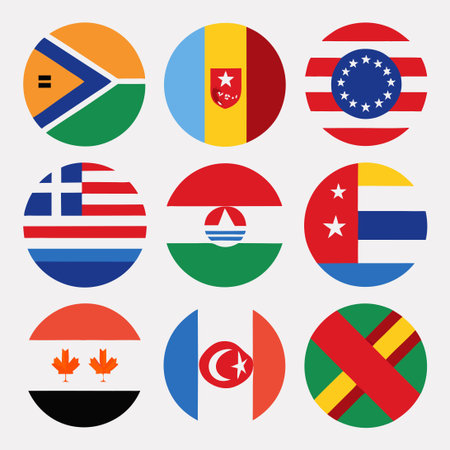 Global Flags: Europe, America, and Asia Round-Upのイラスト素材
